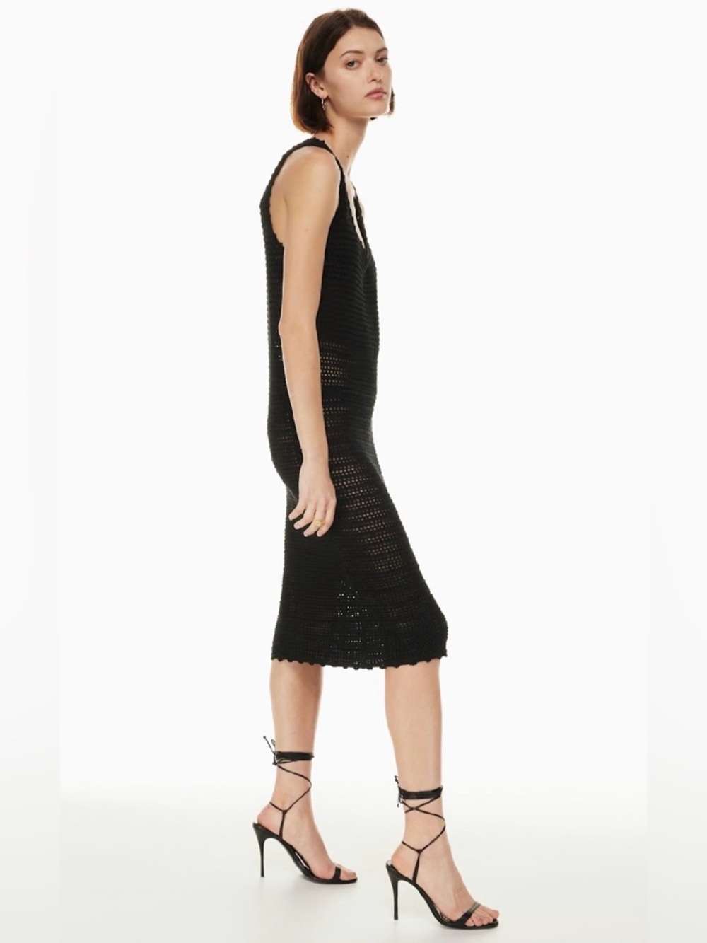 Women’s Wilfred Ephron Dress Size L Black Crochet Beach Whimsy Goth Grunge